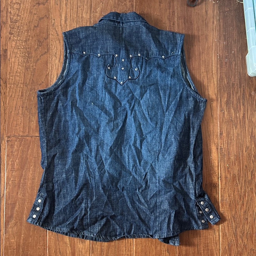 Wrangler Dark Blue Denim Sleeveless Top - Picture 3 of 3